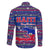 Haiti Christmas Family Matching Off The Shoulder Long Sleeve Dress and Hawaiian Shirt with Blue Red Xmas Santa Snowflake and Map - Wonder Print Shop