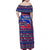 Haiti Christmas Family Matching Off Shoulder Maxi Dress and Hawaiian Shirt with Blue Red Xmas Santa Snowflake and Map - Wonder Print Shop