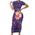 Haiti Christmas Family Matching Short Sleeve Bodycon Dress and Hawaiian Shirt with Blue Red Xmas Santa Snowflake and Map - Wonder Print Shop