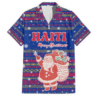 Haiti Christmas Family Matching Summer Maxi Dress and Hawaiian Shirt with Blue Red Xmas Santa Snowflake and Map - Wonder Print Shop