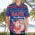 Haiti Christmas Hawaiian Shirt with Blue Red Xmas Santa Snowflake and Map - Wonder Print Shop