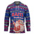 Haiti Christmas Hockey Jersey with Blue Red Xmas Santa Snowflake and Map - Wonder Print Shop