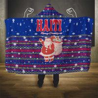 Haiti Christmas Hooded Blanket with Blue Red Xmas Santa Snowflake and Map - Wonder Print Shop
