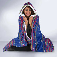 Haiti Christmas Hooded Blanket with Blue Red Xmas Santa Snowflake and Map - Wonder Print Shop