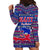 Haiti Christmas Hoodie Dress with Blue Red Xmas Santa Snowflake and Map - Wonder Print Shop