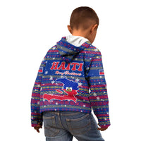 Haiti Christmas Kid Hoodie with Blue Red Xmas Santa Snowflake and Map - Wonder Print Shop