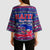 Haiti Christmas Kimono Sleeve Blouse with Blue Red Xmas Santa Snowflake and Map - Wonder Print Shop