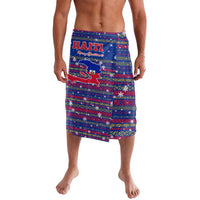Haiti Christmas Lavalava with Blue Red Xmas Santa Snowflake and Map - Wonder Print Shop