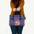 Haiti Christmas Leather Bag with Blue Red Xmas Santa Snowflake and Map - Wonder Print Shop