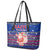 Haiti Christmas Leather Tote Bag with Blue Red Xmas Santa Snowflake and Map - Wonder Print Shop