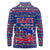 Haiti Christmas Long Sleeve Polo Shirt with Blue Red Xmas Santa Snowflake and Map - Wonder Print Shop