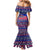 Haiti Christmas Mermaid Dress with Blue Red Xmas Santa Snowflake and Map - Wonder Print Shop