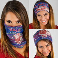 Haiti Christmas Neck Gaiter with Blue Red Xmas Santa Snowflake and Map - Wonder Print Shop