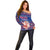 Haiti Christmas Off Shoulder Sweater with Blue Red Xmas Santa Snowflake and Map - Wonder Print Shop