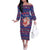 Haiti Christmas Off The Shoulder Long Sleeve Dress with Blue Red Xmas Santa Snowflake and Map - Wonder Print Shop