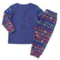 Haiti Christmas Pajama Set with Blue Red Xmas Santa Snowflake and Map - Wonder Print Shop