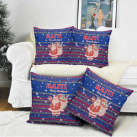 Haiti Christmas Pillow Cover with Blue Red Xmas Santa Snowflake and Map - Wonder Print Shop