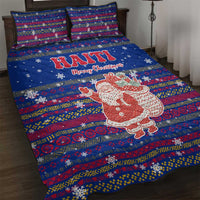 Haiti Christmas Quilt Bed Set with Blue Red Xmas Santa Snowflake and Map - Wonder Print Shop