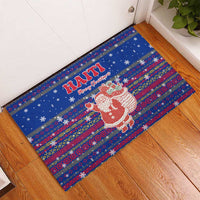 Haiti Christmas Rubber Doormat with Blue Red Xmas Santa Snowflake and Map - Wonder Print Shop