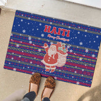 Haiti Christmas Rubber Doormat with Blue Red Xmas Santa Snowflake and Map - Wonder Print Shop