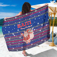 Haiti Christmas Sarong with Blue Red Xmas Santa Snowflake and Map - Wonder Print Shop