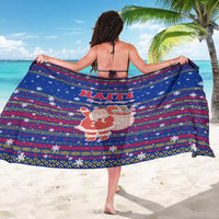 Haiti Christmas Sarong with Blue Red Xmas Santa Snowflake and Map - Wonder Print Shop
