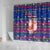 Haiti Christmas Shower Curtain with Blue Red Xmas Santa Snowflake and Map - Wonder Print Shop