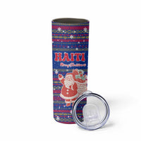 Haiti Christmas Skinny Tumbler with Blue Red Xmas Santa Snowflake and Map - Wonder Print Shop