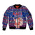 Haiti Christmas Sleeve Zip Bomber Jacket with Blue Red Xmas Santa Snowflake and Map - Wonder Print Shop