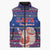 Haiti Christmas Sleeveless Puffer Jacket with Blue Red Xmas Santa Snowflake and Map - Wonder Print Shop