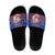 Haiti Christmas Slide Sandals with Blue Red Xmas Santa Snowflake and Map - Wonder Print Shop