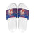 Haiti Christmas Slide Sandals with Blue Red Xmas Santa Snowflake and Map - Wonder Print Shop