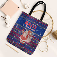 Haiti Christmas Tote Bag with Blue Red Xmas Santa Snowflake and Map - Wonder Print Shop