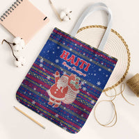 Haiti Christmas Tote Bag with Blue Red Xmas Santa Snowflake and Map - Wonder Print Shop