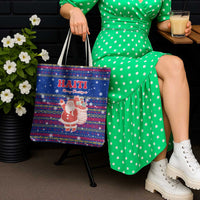Haiti Christmas Tote Bag with Blue Red Xmas Santa Snowflake and Map - Wonder Print Shop