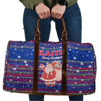 Haiti Christmas Travel Bag with Blue Red Xmas Santa Snowflake and Map - Wonder Print Shop