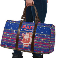Haiti Christmas Travel Bag with Blue Red Xmas Santa Snowflake and Map - Wonder Print Shop