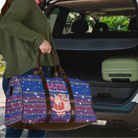 Haiti Christmas Travel Bag with Blue Red Xmas Santa Snowflake and Map - Wonder Print Shop