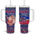Haiti Christmas Tumbler With Handle with Blue Red Xmas Santa Snowflake and Map - Wonder Print Shop