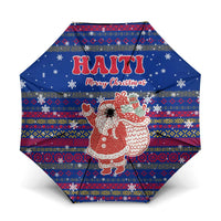 Haiti Christmas Umbrella with Blue Red Xmas Santa Snowflake and Map - Wonder Print Shop