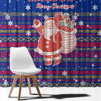 Haiti Christmas Window Curtain with Blue Red Xmas Santa Snowflake and Map - Wonder Print Shop