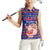 Haiti Christmas Women Sleeveless Polo Shirt with Blue Red Xmas Santa Snowflake and Map - Wonder Print Shop