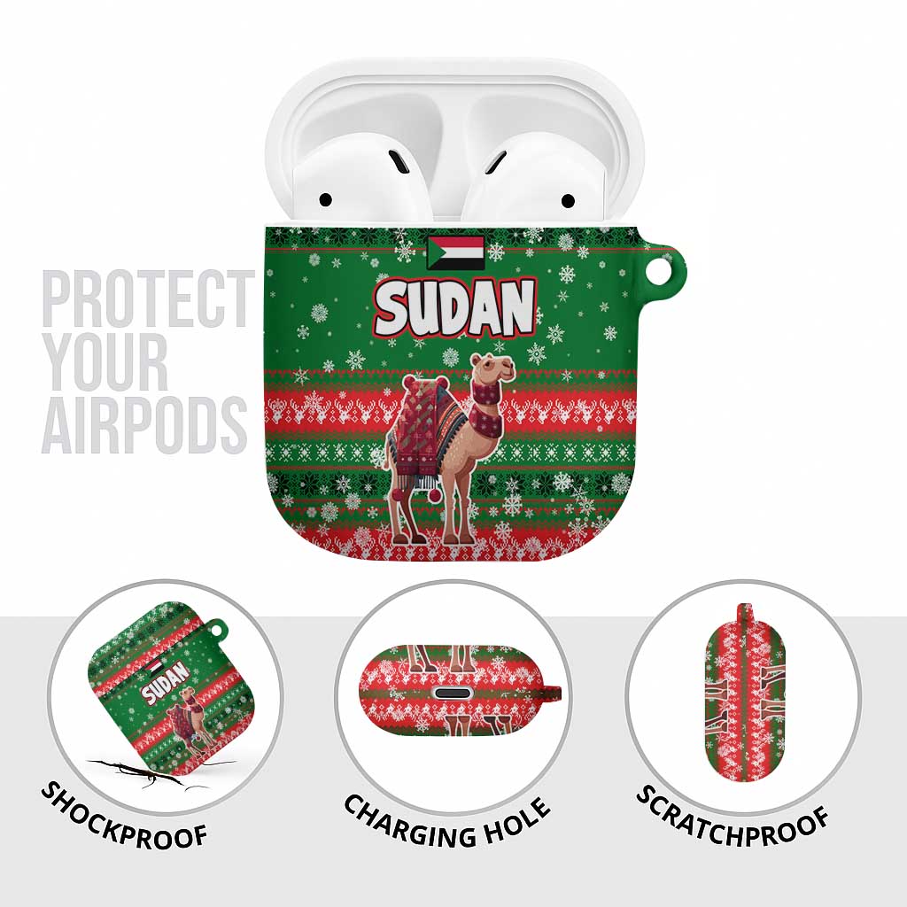 Sudan Christmas AirPods Case with Green Red Xmas Camel Snowflake and Coat of Arms - Wonder Print Shop