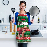 Sudan Christmas Apron with Green Red Xmas Camel Snowflake and Coat of Arms - Wonder Print Shop