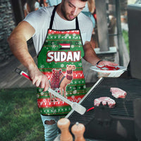 Sudan Christmas Apron with Green Red Xmas Camel Snowflake and Coat of Arms - Wonder Print Shop