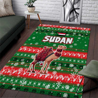 Sudan Christmas Area Rug with Green Red Xmas Camel Snowflake and Coat of Arms - Wonder Print Shop