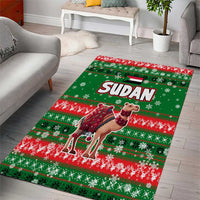 Sudan Christmas Area Rug with Green Red Xmas Camel Snowflake and Coat of Arms - Wonder Print Shop