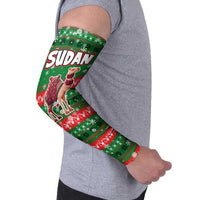 Sudan Christmas Arm Sleeves with Green Red Xmas Camel Snowflake and Coat of Arms - Wonder Print Shop