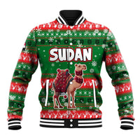 Sudan Christmas Baseball Jacket with Green Red Xmas Camel Snowflake and Coat of Arms - Wonder Print Shop