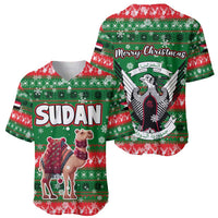 Sudan Christmas Baseball Jersey with Green Red Xmas Camel Snowflake and Coat of Arms - Wonder Print Shop